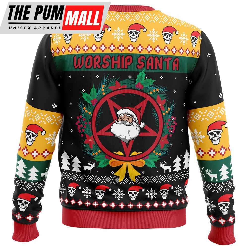 comfimerch-worship-santa-ugly-christmas-sweater-best-gift-for-christmas-2023-d3dx3d3f Comfimerch Worship Santa Ugly Christmas Sweater, Best Gift For Christmas 2023