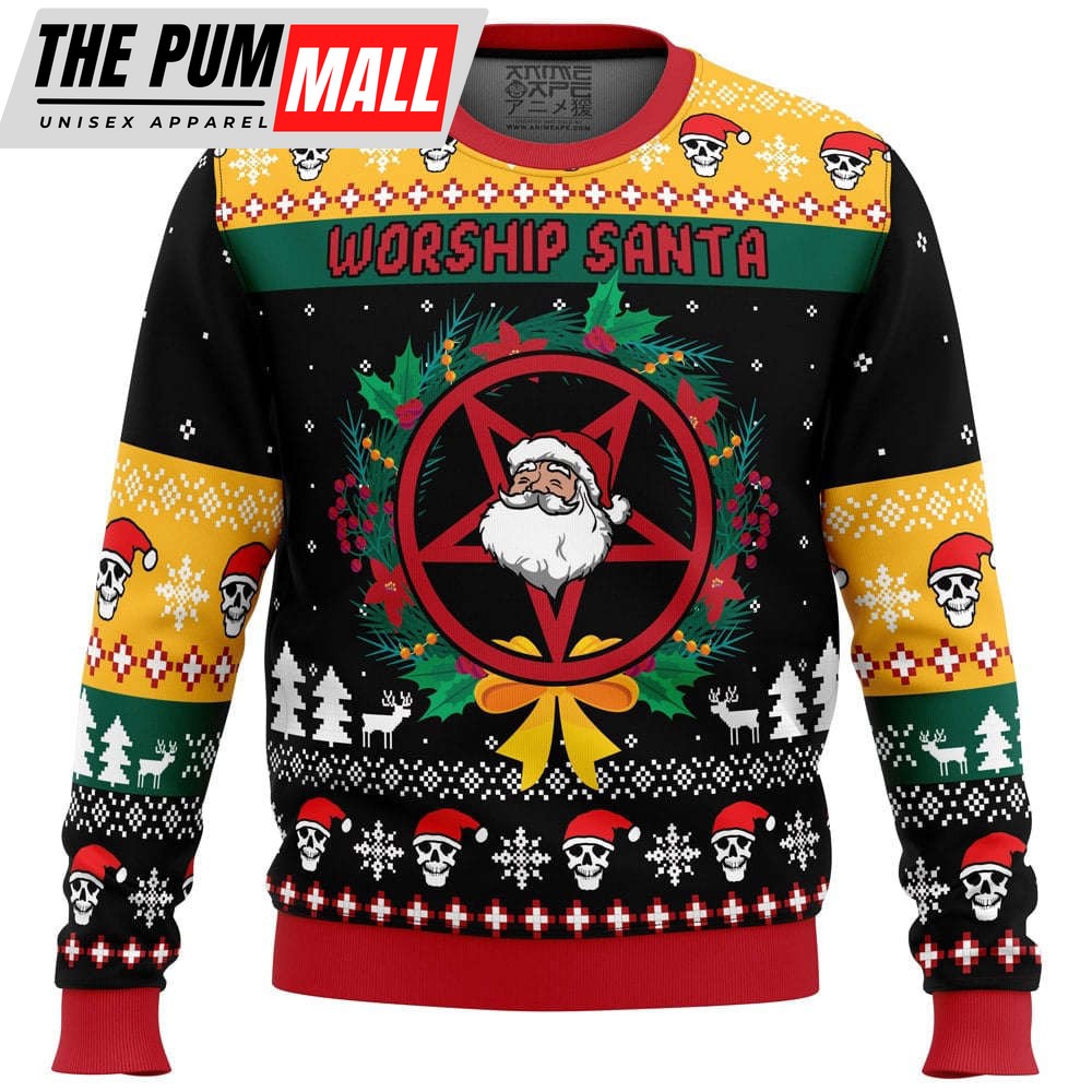 Comfimerch Worship Santa Ugly Christmas Sweater, Best Gift For Christmas 2023