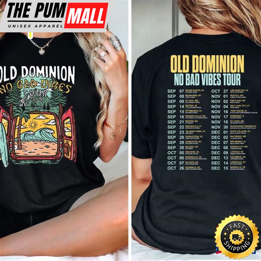 Comfort Color Old Dominion No Bad Vibes Tour 2023 Shirt Concert Both Sides Music