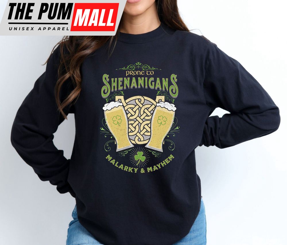 Comfort Colors Shenanigans, Malarkey and Mayhem Irish Drinking Shirt for Saint Patrick’s Day, St. Patty’s Crewneck sweater, sweatshirt, tee