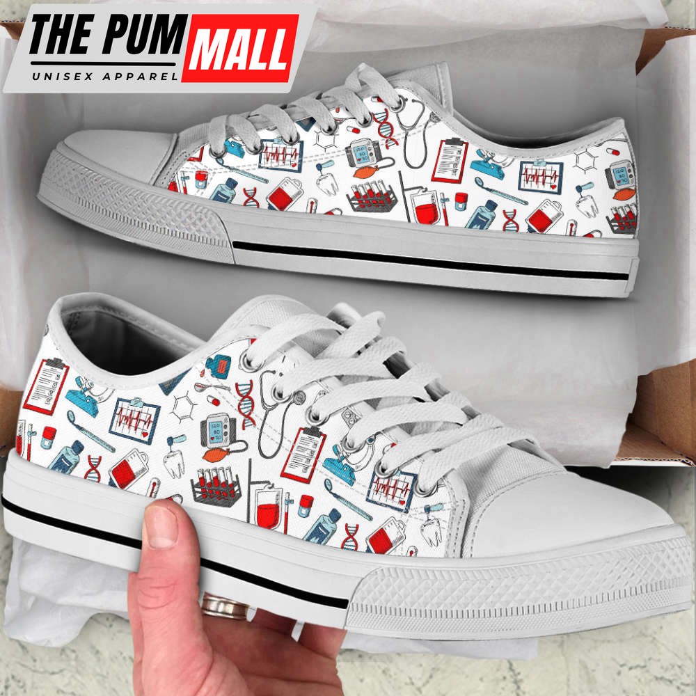 Comfortable Nurse Pattern Icon Canvas Sneakers – Unisex Casual Shoes