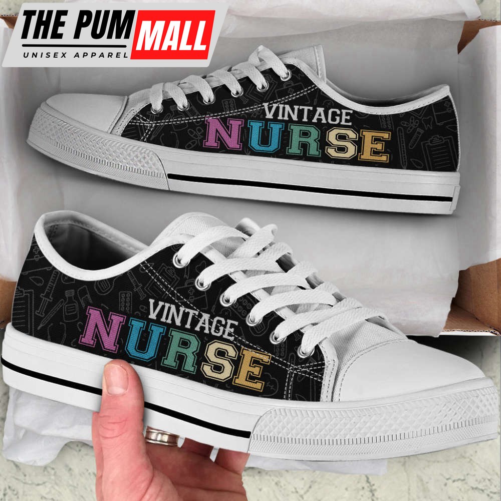 Comfortable Nurse Vintage Low Top Canvas Sneakers – Stylish Footwear