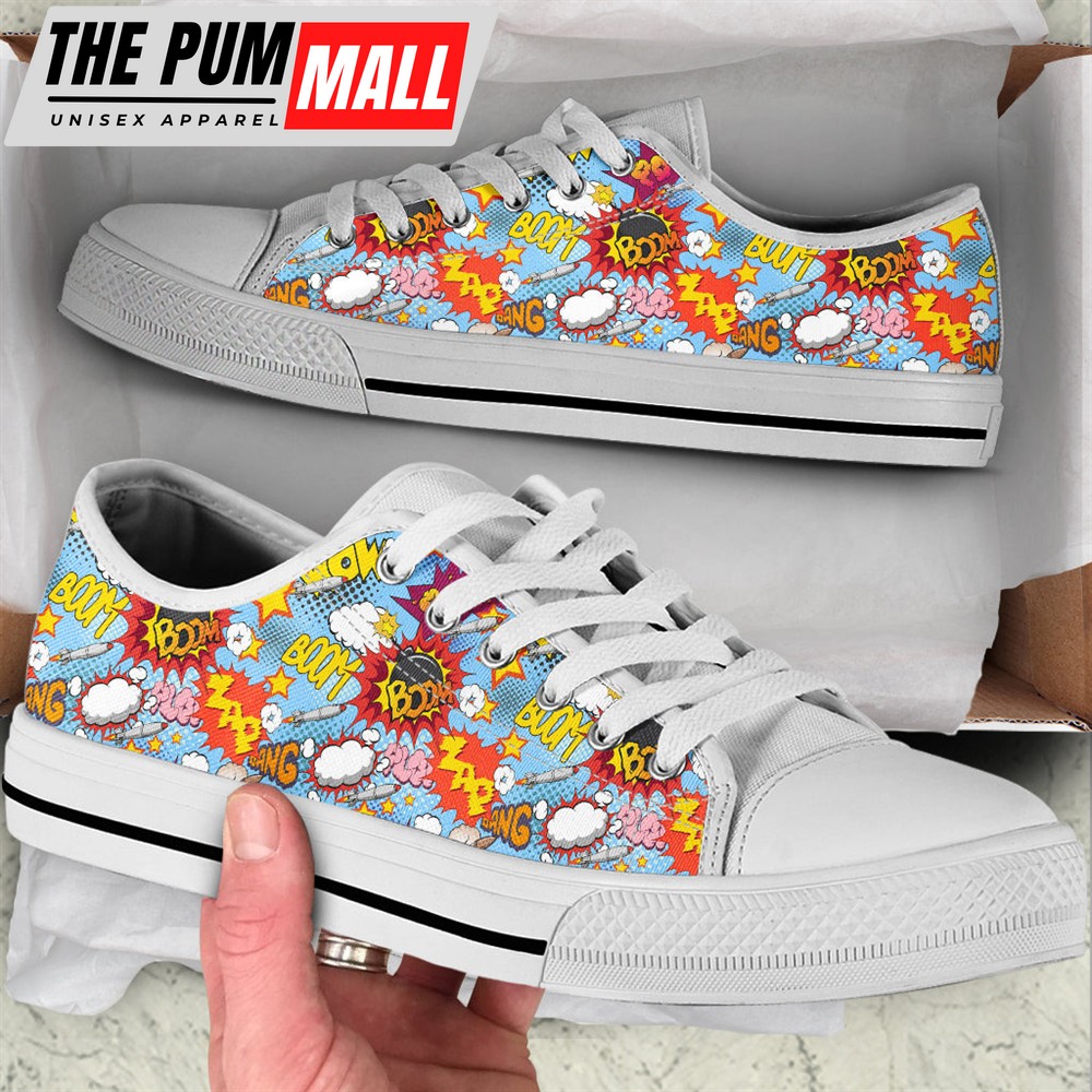 Comic Book Explosion Seamless Low Top Shoes – Canvas Print Lowtop Casual Shoes Gift For Adults Malalan