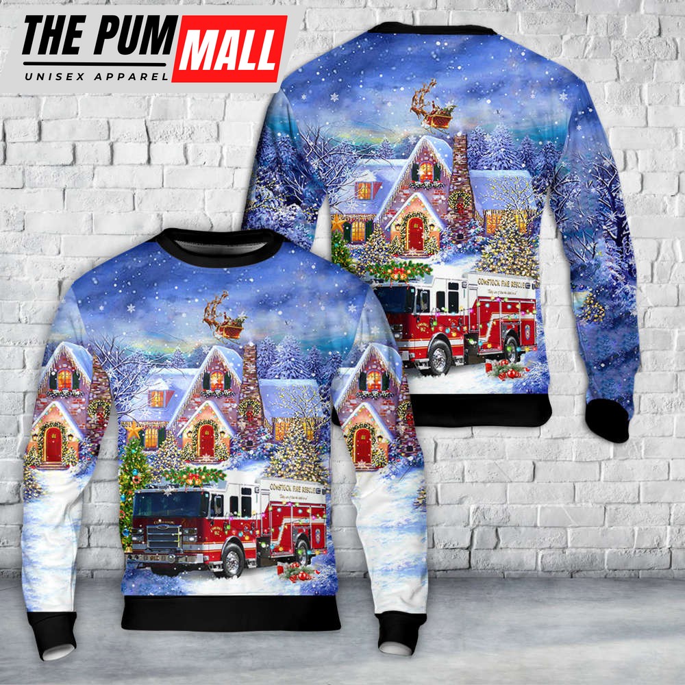 Comstock Fire & Rescue Christmas Sweater – Kalamazoo MI Festive Design