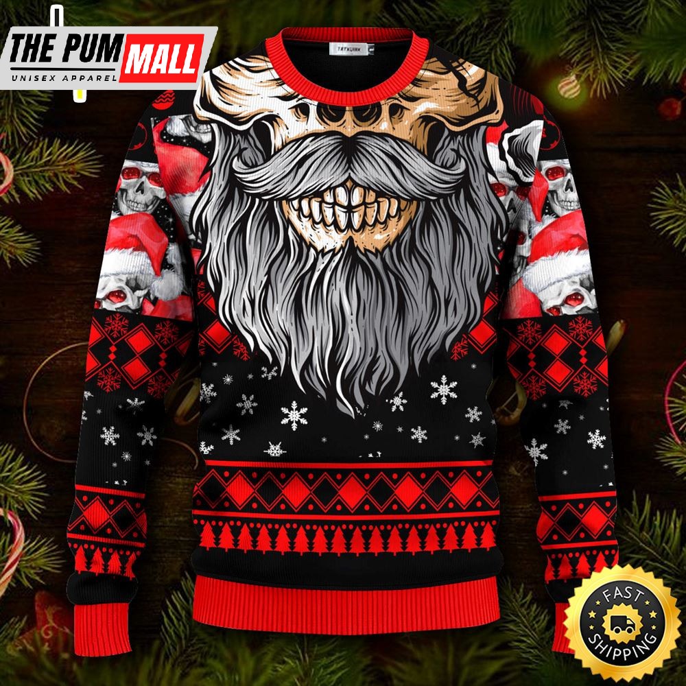 Cool Beard Skull Team Skull Ugly Christmas Skull Sweater Christmas