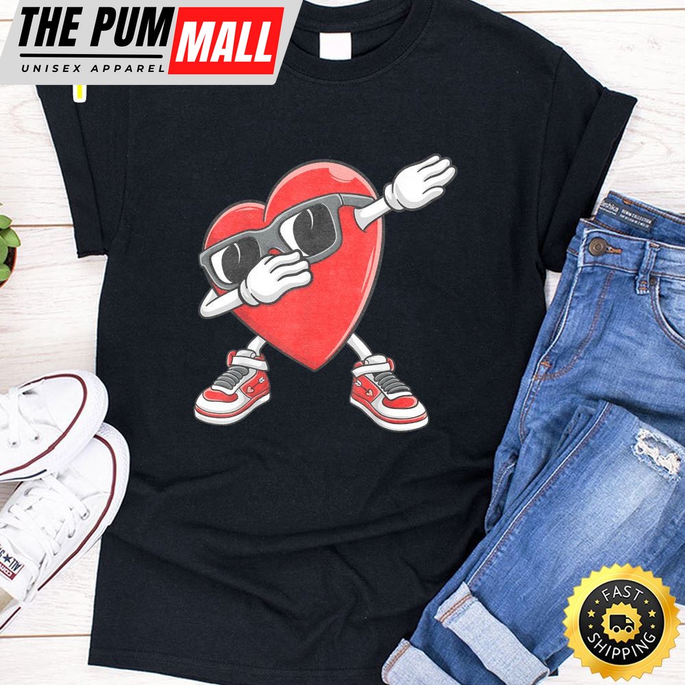 Cool Boys Valentines Day Kids Dabbing Heart Love Dab Dance T-Shirt