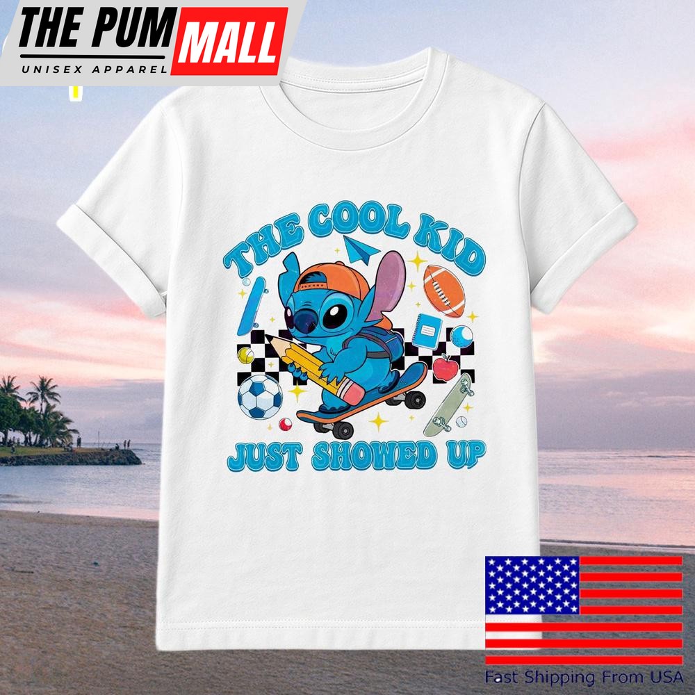 Cool Kid Skateboard First Day Of School Disney Stitch T-Shirt