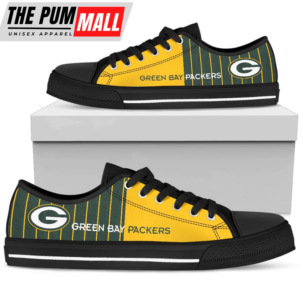 Cool Simple Design Vertical Stripes Green Bay Packers Low Top Shoes