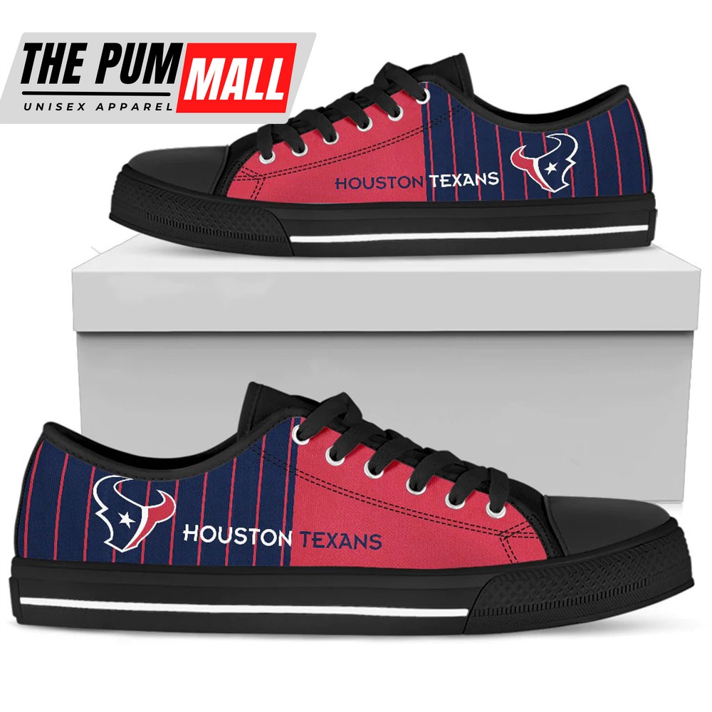 Cool Simple Design Vertical Stripes Houston Texans Low Top Shoes