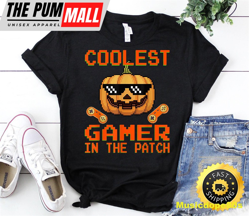 Coolest Gamer In The Patch Boys Kids Halloween Pumpkin T-Shirt