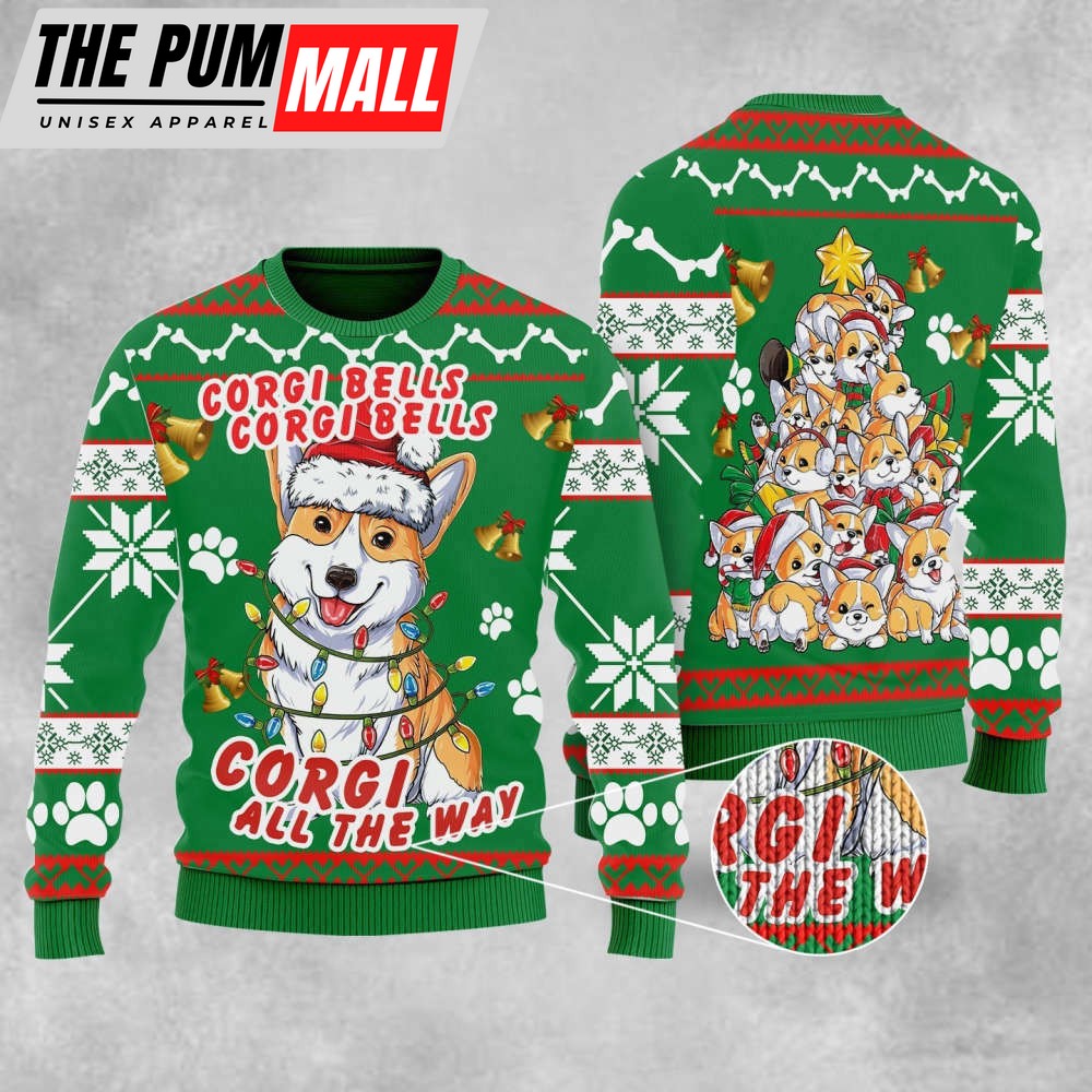 Corgi Dog Bells Christmas Ugly Christmas Sweater, Gift For Christmas 2023