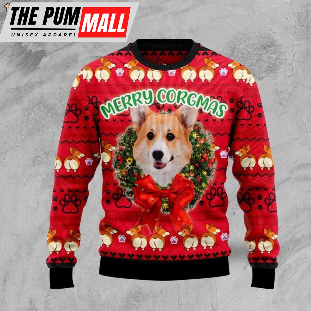 Corgi Dog Ugly Christmas Sweater, All Over Print Sweatshirt