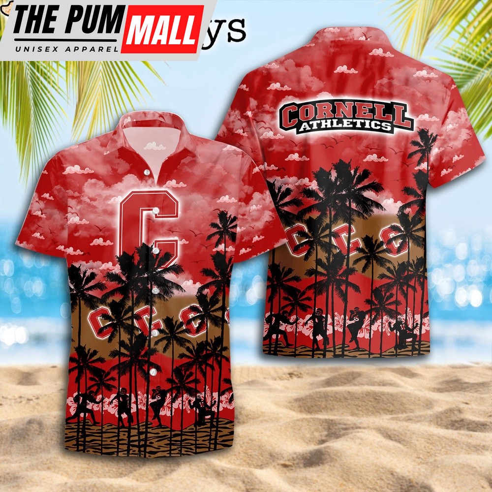 Cornell Big Red Palms Tree Hawaiian Shirt