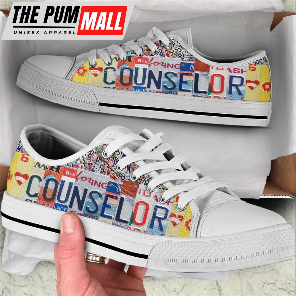 Counselor License Plates Low Top Shoes – Best Gift For Teacher – School Shoes Malalan