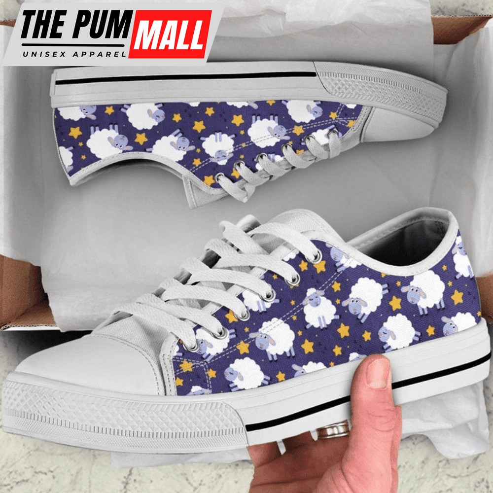 Counting Sheep To Fall Asleep Pattern Low Top Shoes PN206014Sb