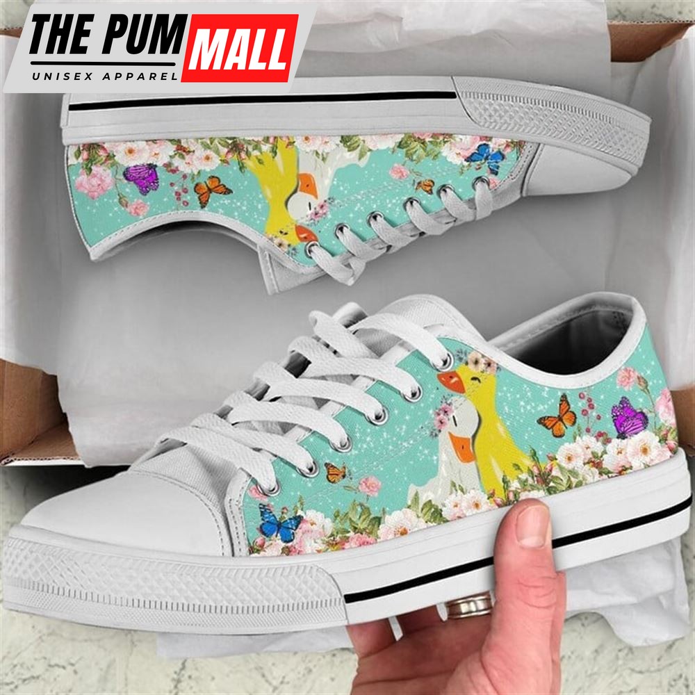 Couple Duck Love Flower Watercolor Low Top Shoes – Low Top Shoes Mens, Women