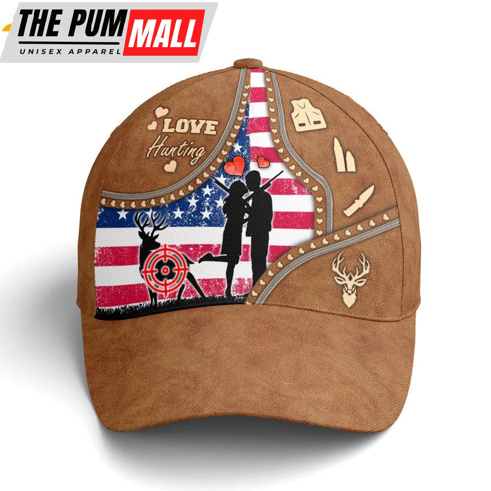 Couple Love Hunting American Flag Classic Baseball Cap