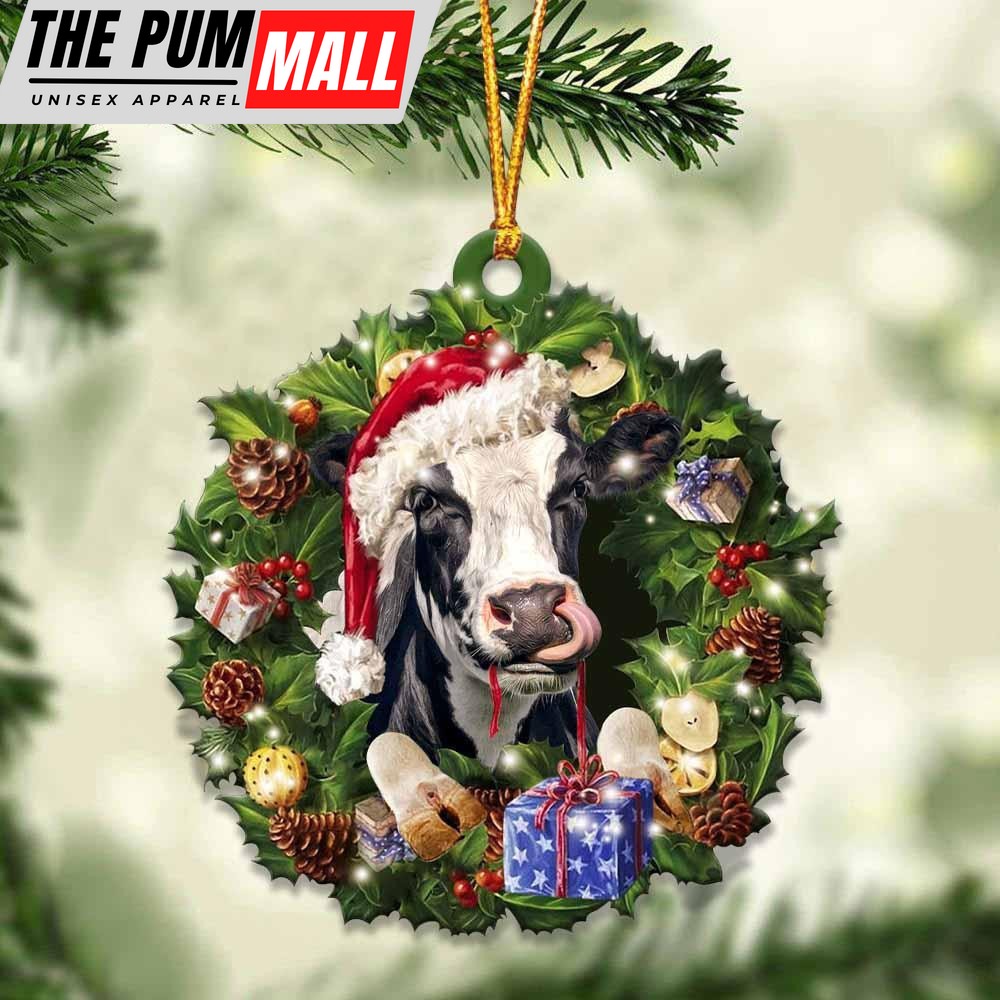 Cow And Christmas Ornament – Acrylic Cow Ornament – Gifts For Animals Lovers Limited Edition