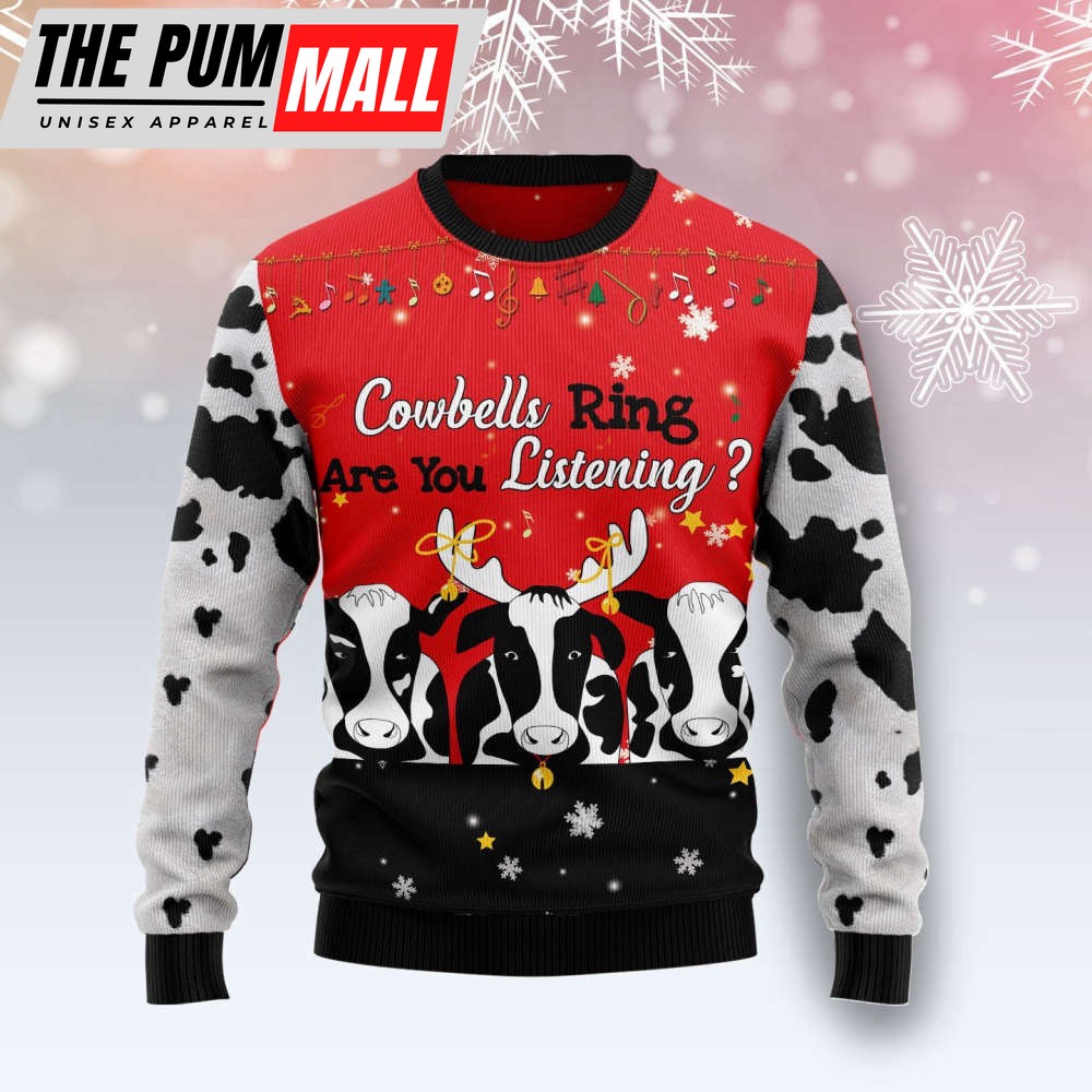 Cow Bell Rings T1111 Ugly Christmas Sweater – Noel Malalan Signature