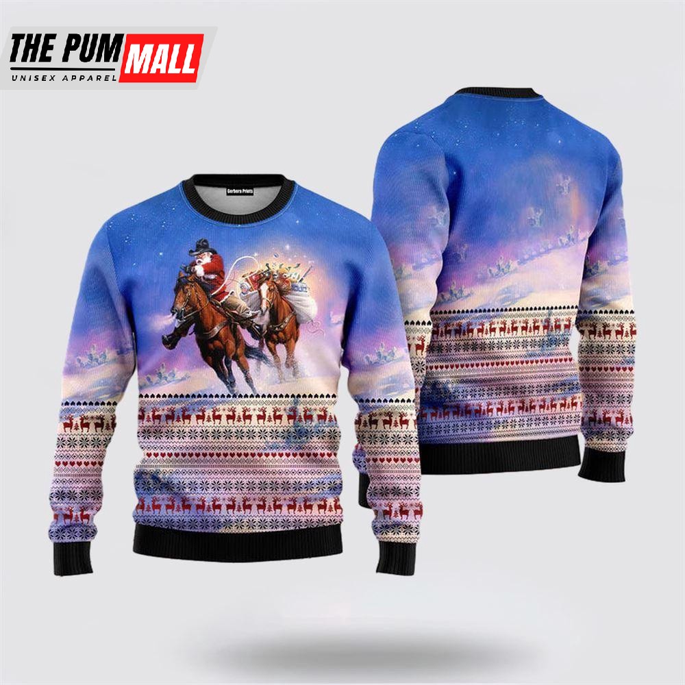 Cowboy Santa Claus Ugly Sweater