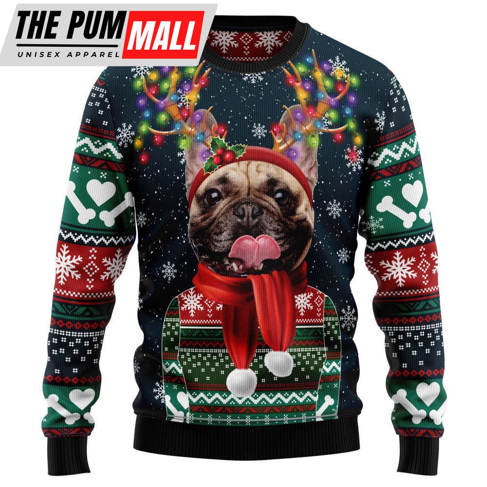 Cozy & Festive French Bulldog Ugly Christmas Sweater – Perfect Holiday Gift!