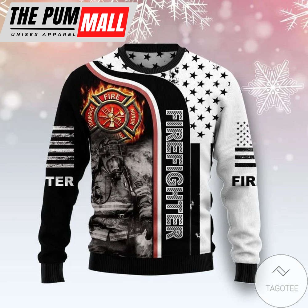 Cozy Firefighter Ugly Christmas Sweater – Gift For Christmas Day