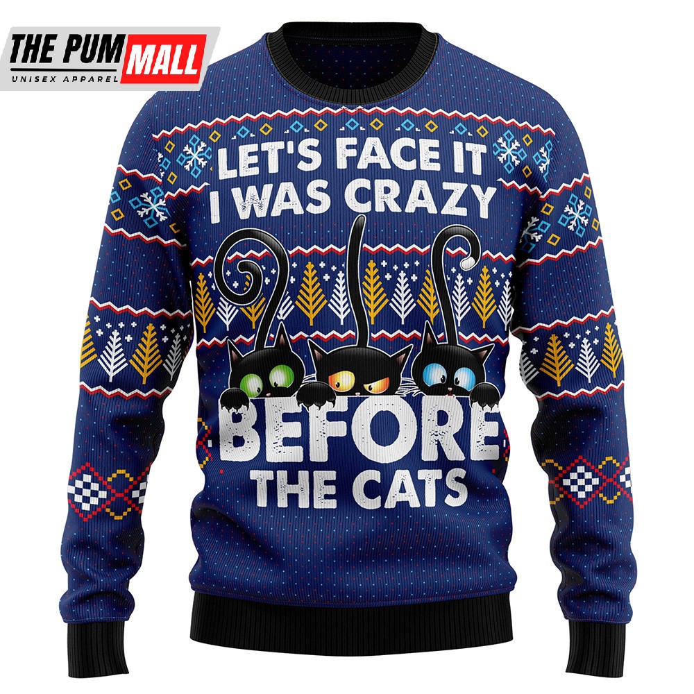 Crazy Cat Ugly Christmas Sweater Christmas Outfits Gift