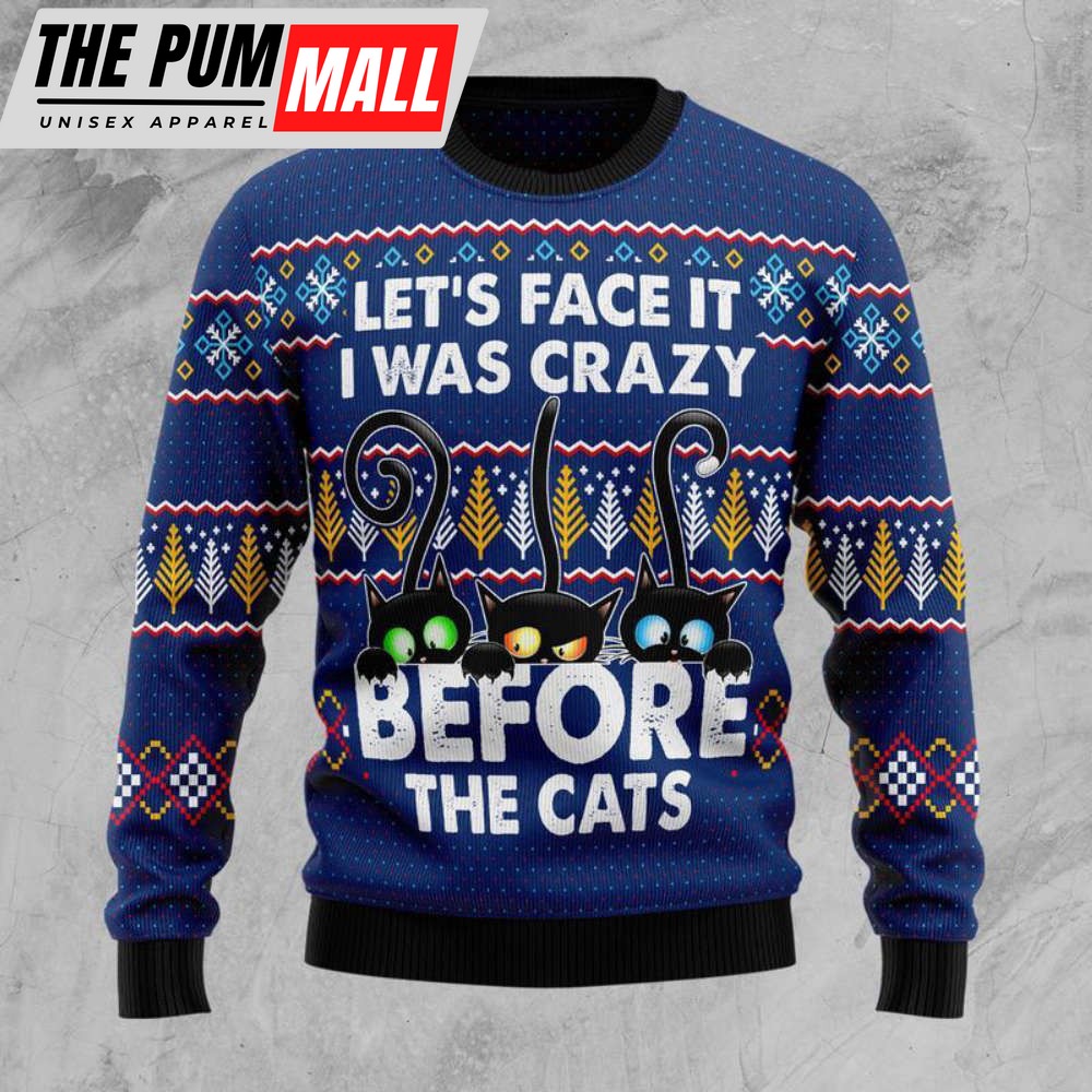 Crazy Cat Ugly Christmas Sweater, For Men & Women, Best Gift For Christmas