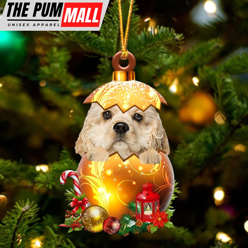 Cream American Cocker Spaniel In Golden Egg Christmas Ornament – Car Ornament – Unique Dog Gifts For Owners Limited Edition