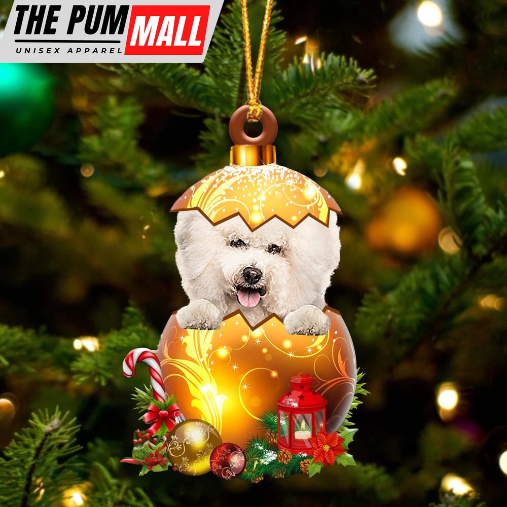 Cream Bichon Frise In Golden Egg Christmas Ornament – Car Ornament – Unique Dog Gifts For Owners Limited Edition