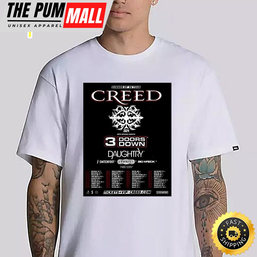 Creed Announce The 2025 Summer Of 99 Tour Shirt