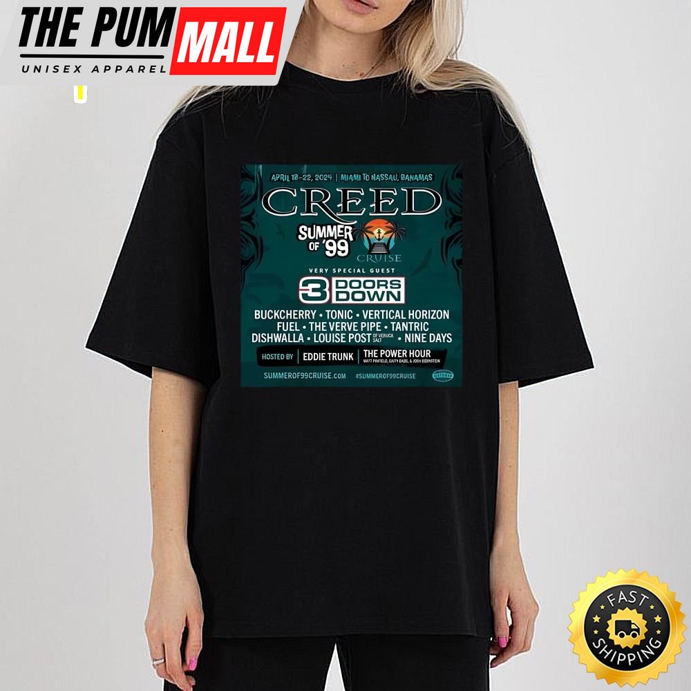 Creed Reuniting For Summer Of 99 April 18,22-2025 Miami To Nassau Bahamas T-Shirt