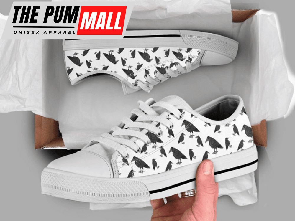 Crow Print Low Top Shoes PN205264Sb – Comfortable & Trendy Footwear