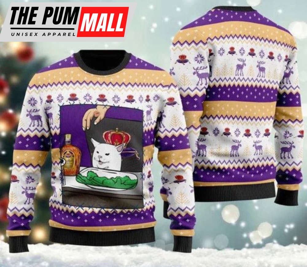 Crown Royal Cat Meme Ugly Christmas Sweater, Gift For Men And Women