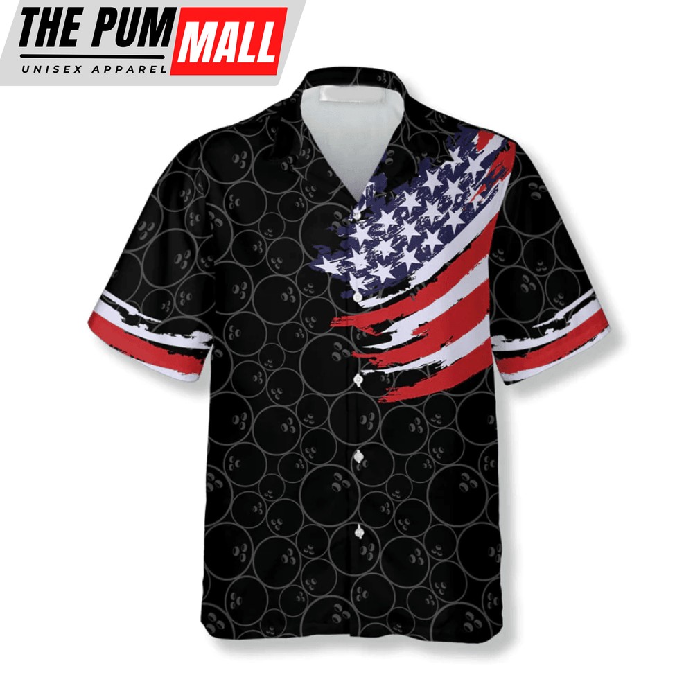Custom Bowling Hawaiian Shirt with Bowling Pattern Flag Crown Emblem