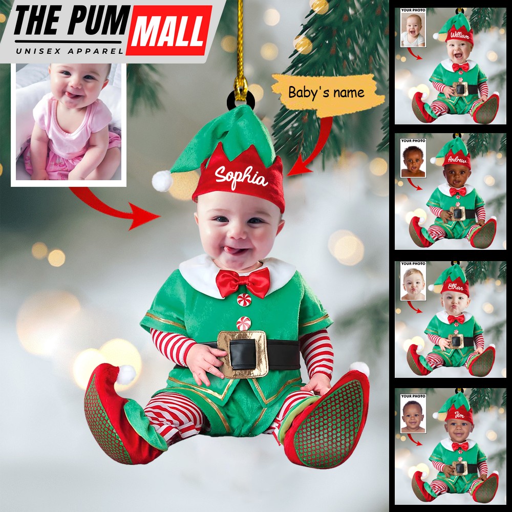 Custom Cute Baby Ornament – Cute Baby Elf Ornament Custom Name Christmas Ornament Limited Edition
