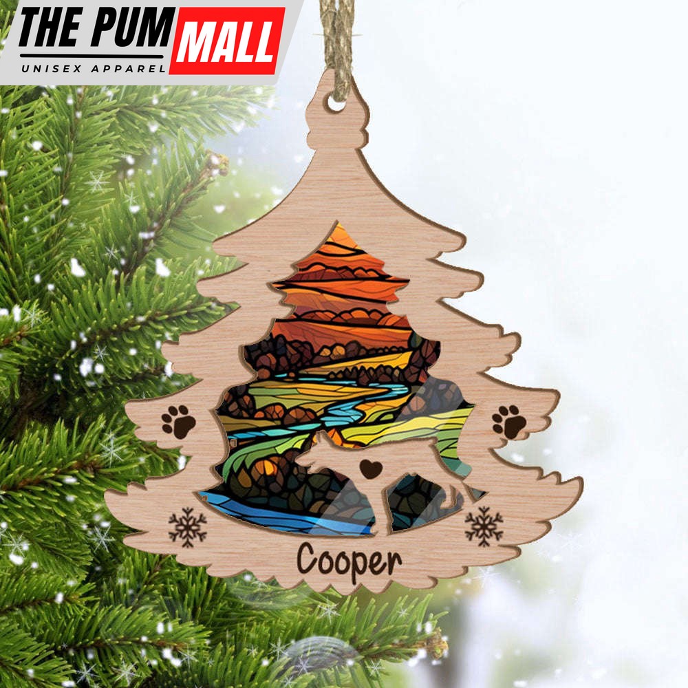 Custom Doberman Pinscher Pine Tree Suncatcher Ornament Custom Name Christmas Ornament Gift for Dog Lover Limited Edition