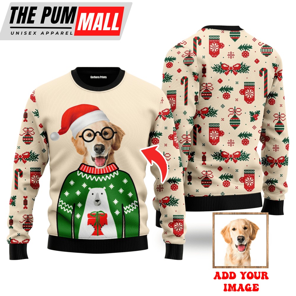 Custom Dog Photo Christmas Sweaters for Men & Women – UP1043