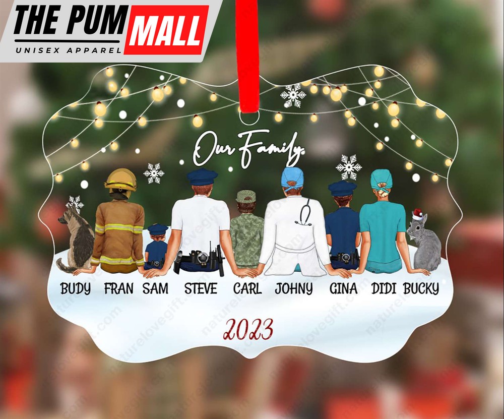 Custom Family Christmas Ornament With Career Police Doctor Nurse Firefighter Limited Edition