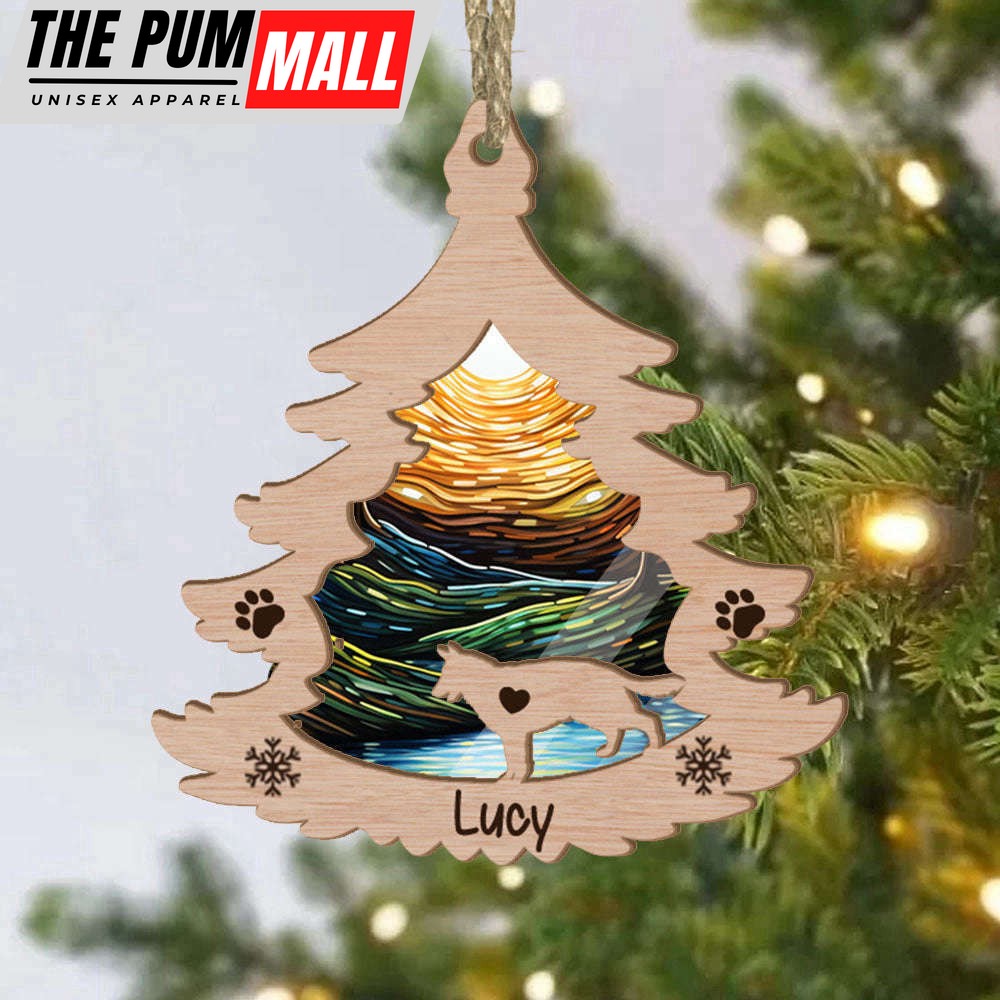 Custom German Shepherd Pine Tree Suncatcher Ornament Custom Name Christmas Ornament Gift for Dog Lover Limited Edition