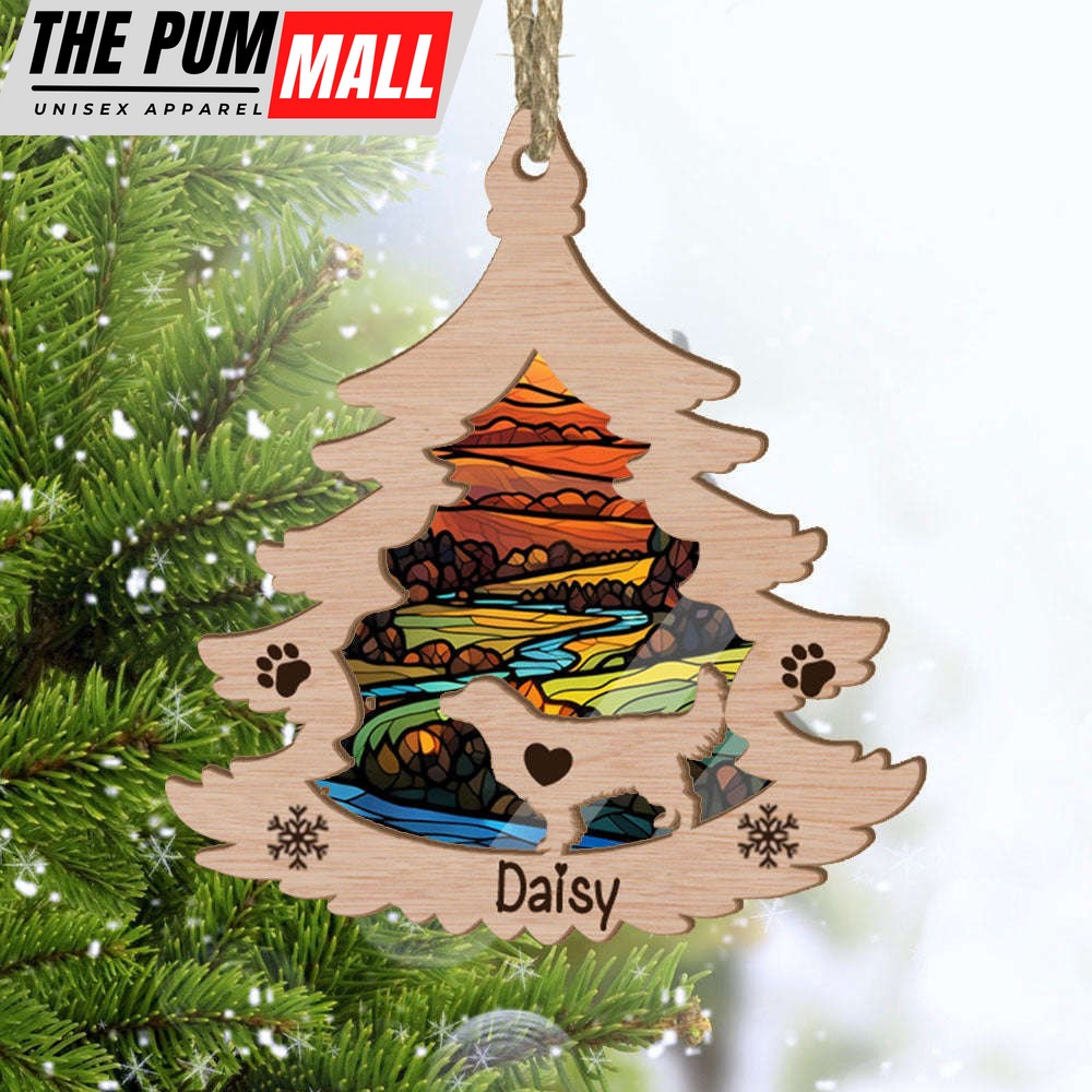 Custom Golden Retriever Pine Tree Suncatcher Ornament Personalized Christmas Gift for Dog Lover Limited Edition