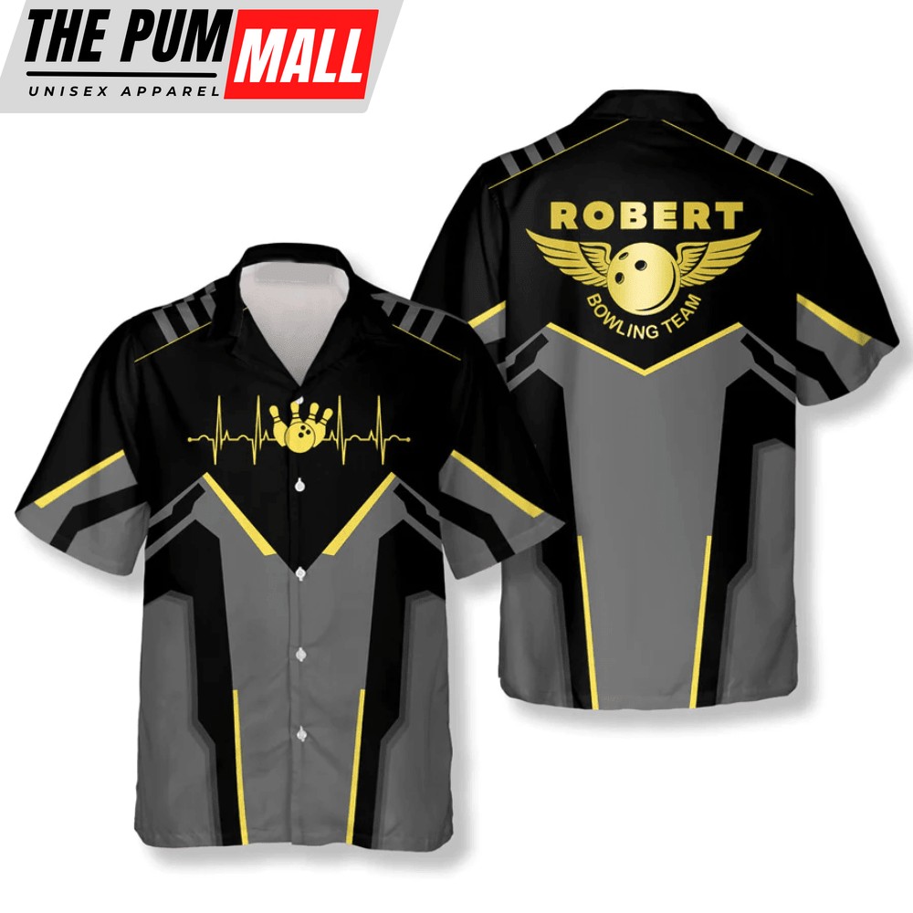 Custom Heartbeat Pulse Bowling Hawaiian Shirt – Perfect Bowling Team Gift