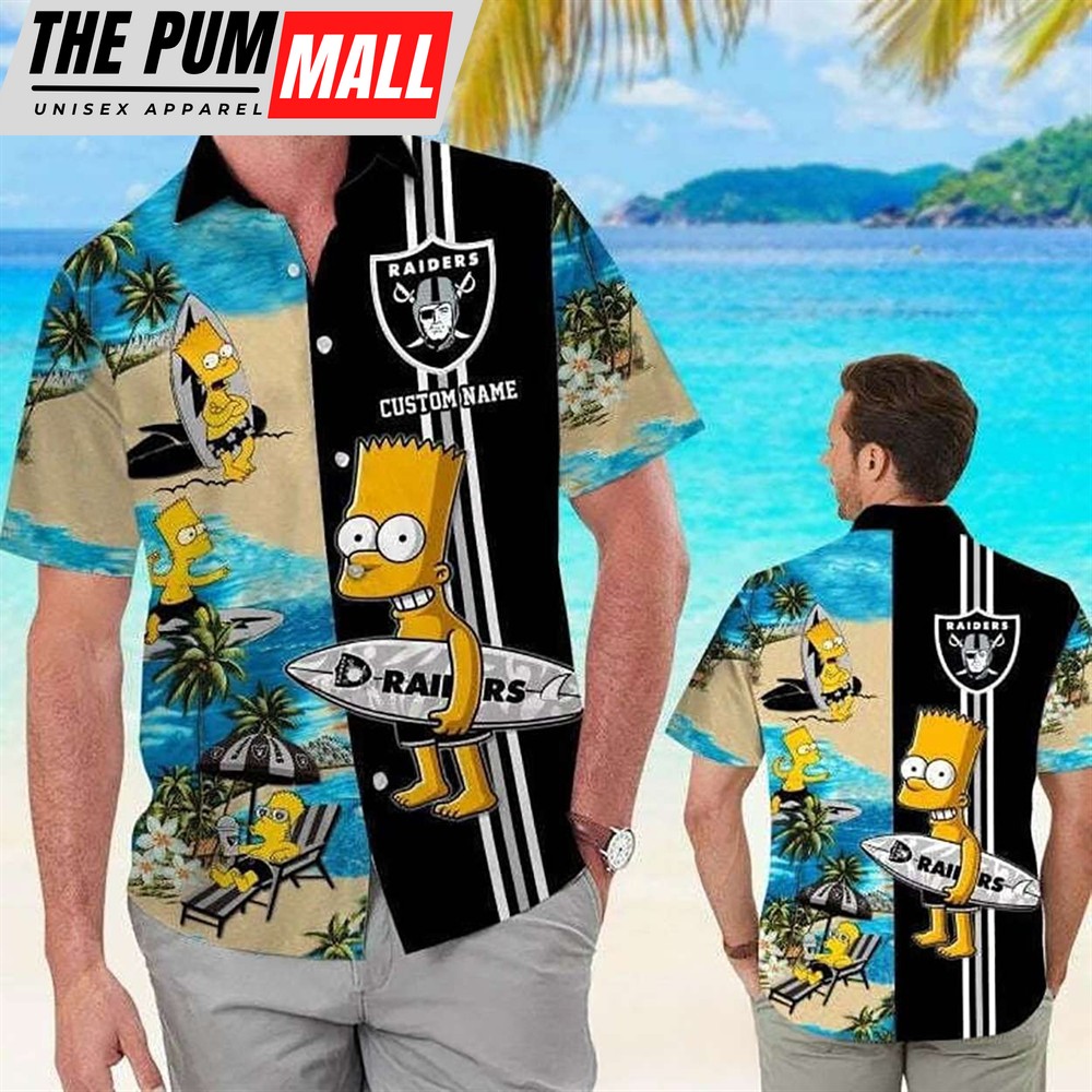 Custom Las Vegas Raiders Bart Simpson Tropical Hawaiian Shirt