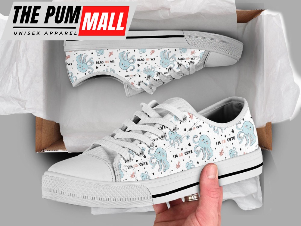 Custom Low Top Converse Style Sneakers, Octopus Sneakers For Octopus Lover