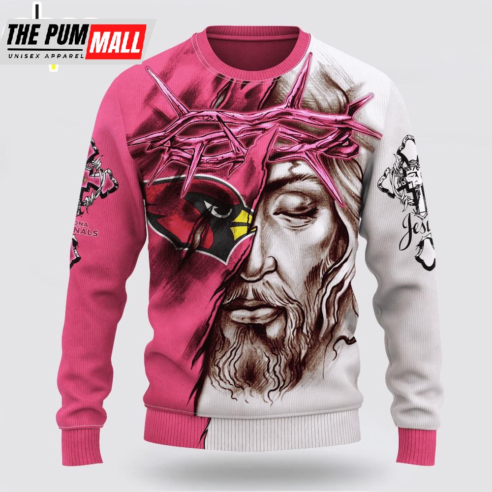Custom Name And Number NFL Arizona Cardinals Jesus Face 3D Sweater