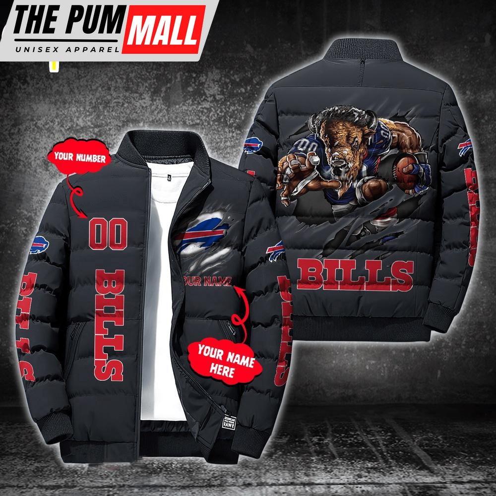 Custom Name And Number NFL Buffalo Bills Puffer Jacket Shirt Gift For Fans