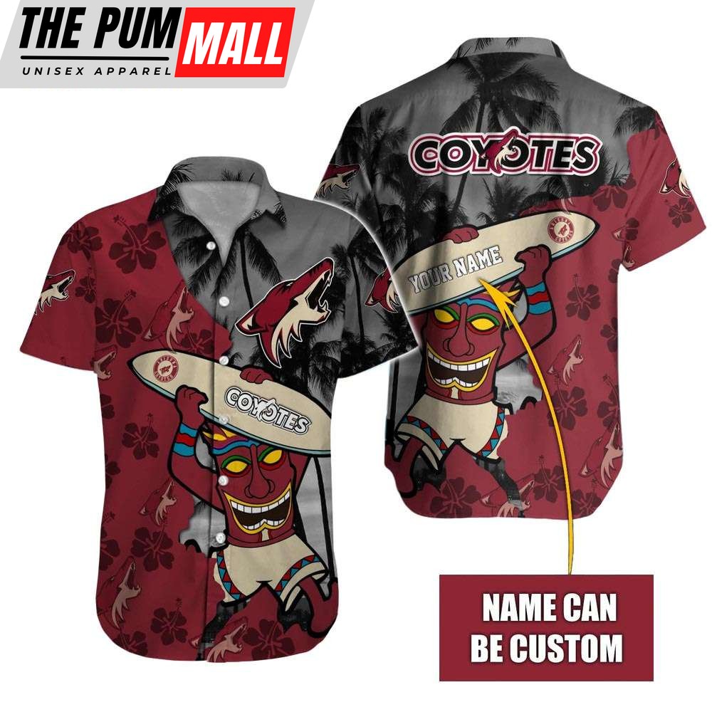 Custom Name Arizona Coyotes Tiki Man NHL Hawaiian Shirt