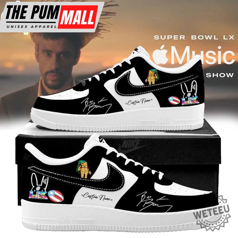 Custom Name Bad Bunny Super Bowl Air Force 1 Shoes