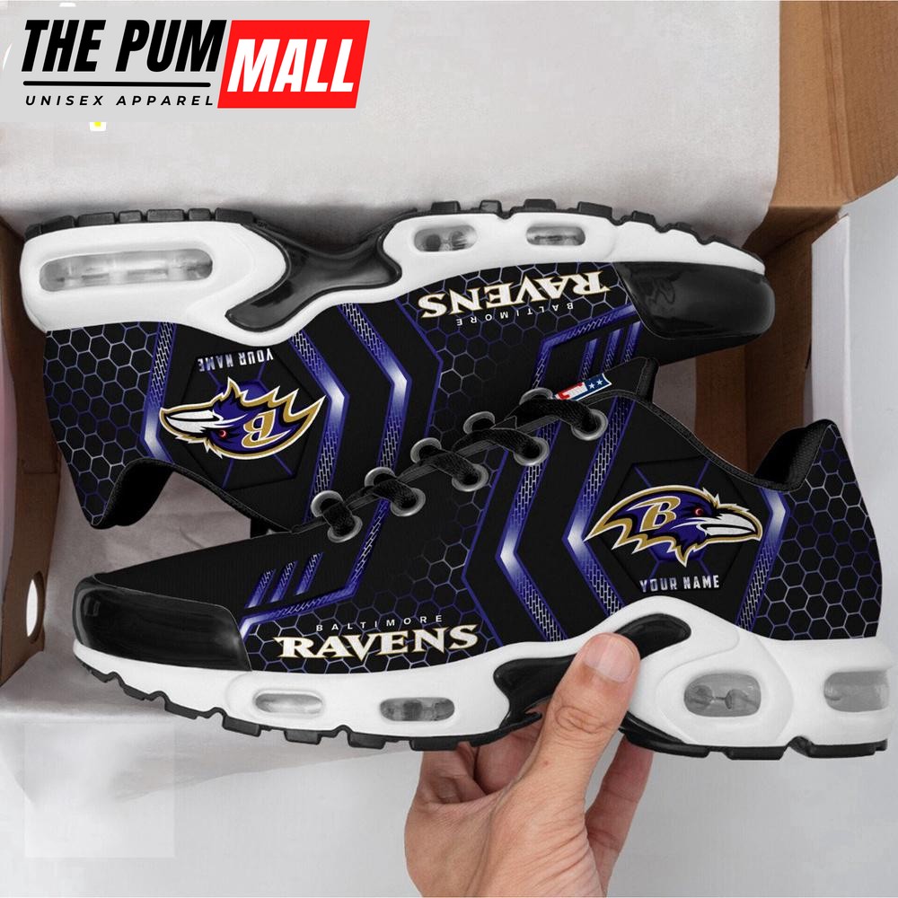 Custom Name Baltimore Ravens NFL Air Max Plus Shoes For Fans