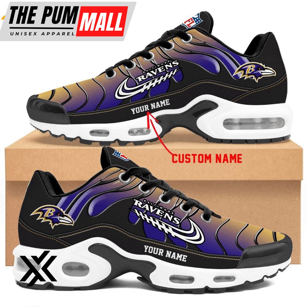 Custom Name Baltimore Ravens Team Air Max Plus Shoes For Fans